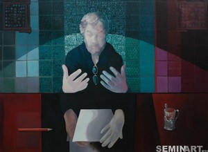 ЧЕЛОВЕК, РАССМАТРИВАЮЩИЙ СВОИ РУКИ. (ПОЭТ А. ТАСАЛОВ) Х.М. 104х145 2012