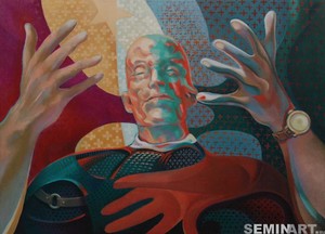ЧЕЛОВЕК, РАССМАТРИВАЮЩИЙ СВОИ РУКИ. (РЕСТАВРАТОР ПАВЕЛ ИГНАТЬЕВ) Х.М. 75х100 2011